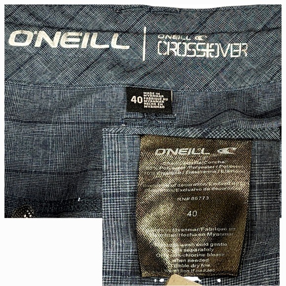 ONeill Hybrid Board Short 40 Men Crossover Cargo Blue Plaid 10"‎ Swim Beach Surf - Picture 3 of 13